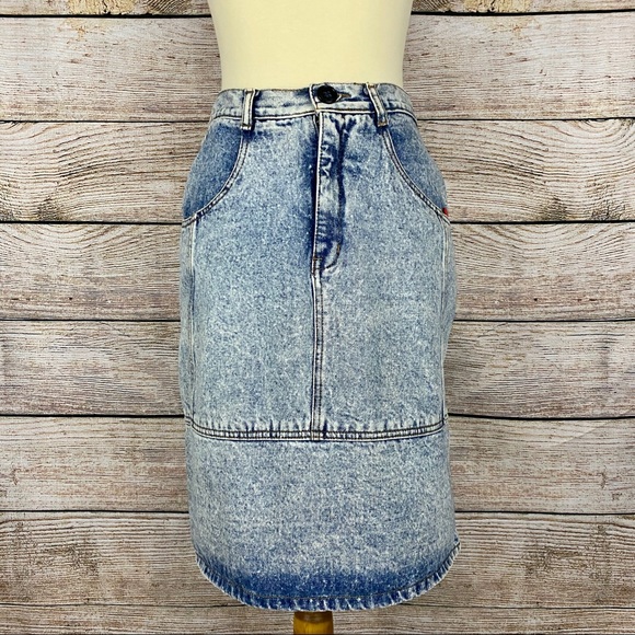 Vintage Jordache Acid Wash High Waist Denim Pencil Skirt - Picture 2 of 14